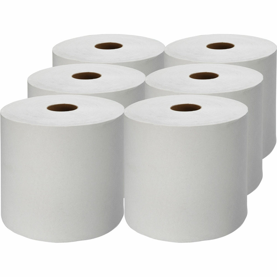 Genuine Joe Hardwound Roll Paper Towels - 7.87" Width x 1000 ft Length - 2" Core - White - 6 / Carton