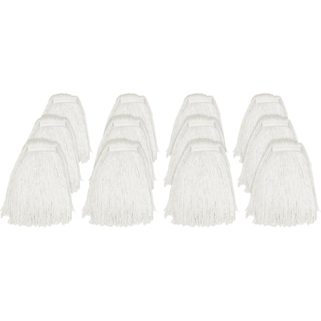 Genuine Joe Cut End Mophead - #24 - 4-ply, Cut Ends, Narrow Headband, Absorbent, Mildew Resistant - Rayon - Natural - 1.25 lb - 12 / Carton