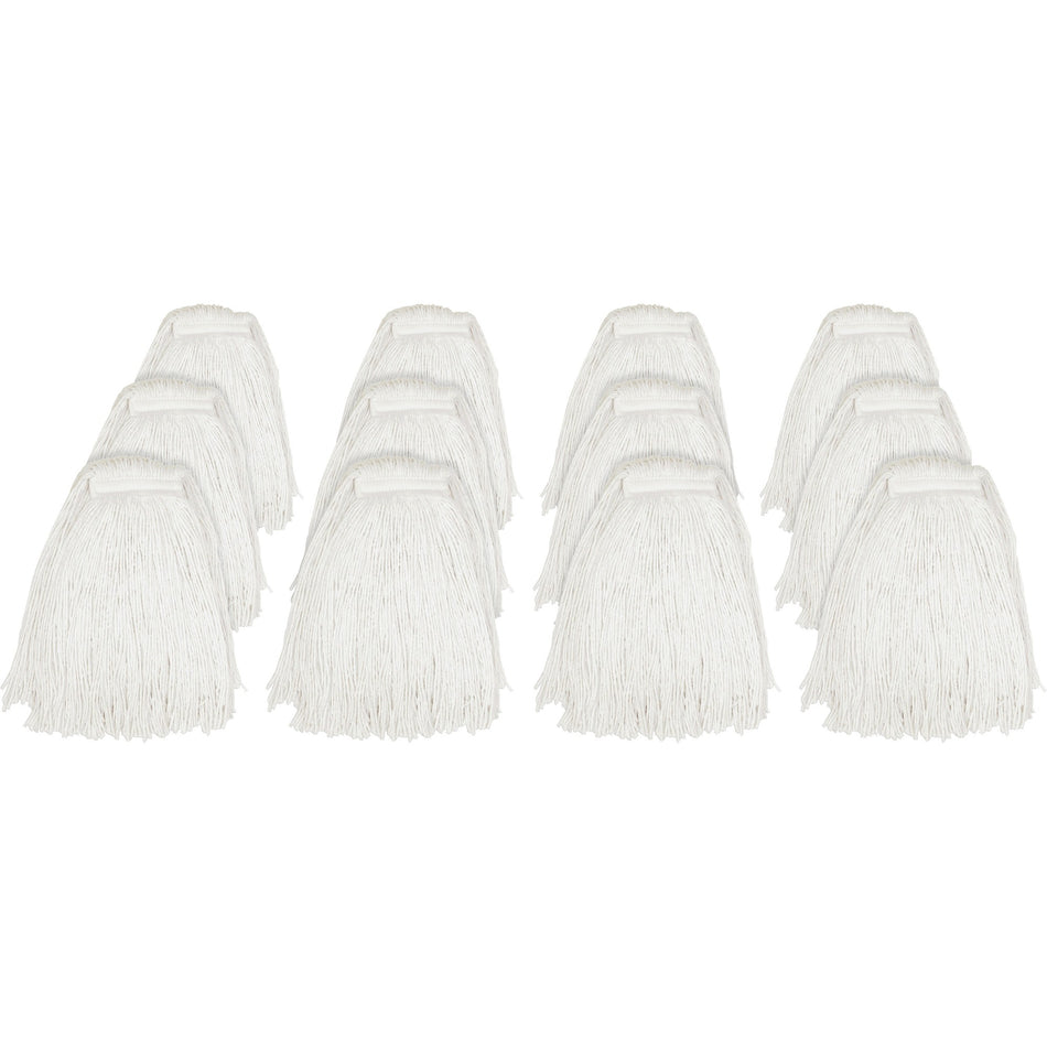 Genuine Joe Cut End Mophead - #24 - 4-ply, Cut Ends, Narrow Headband, Absorbent, Mildew Resistant - Rayon - Natural - 1.25 lb - 12 / Carton