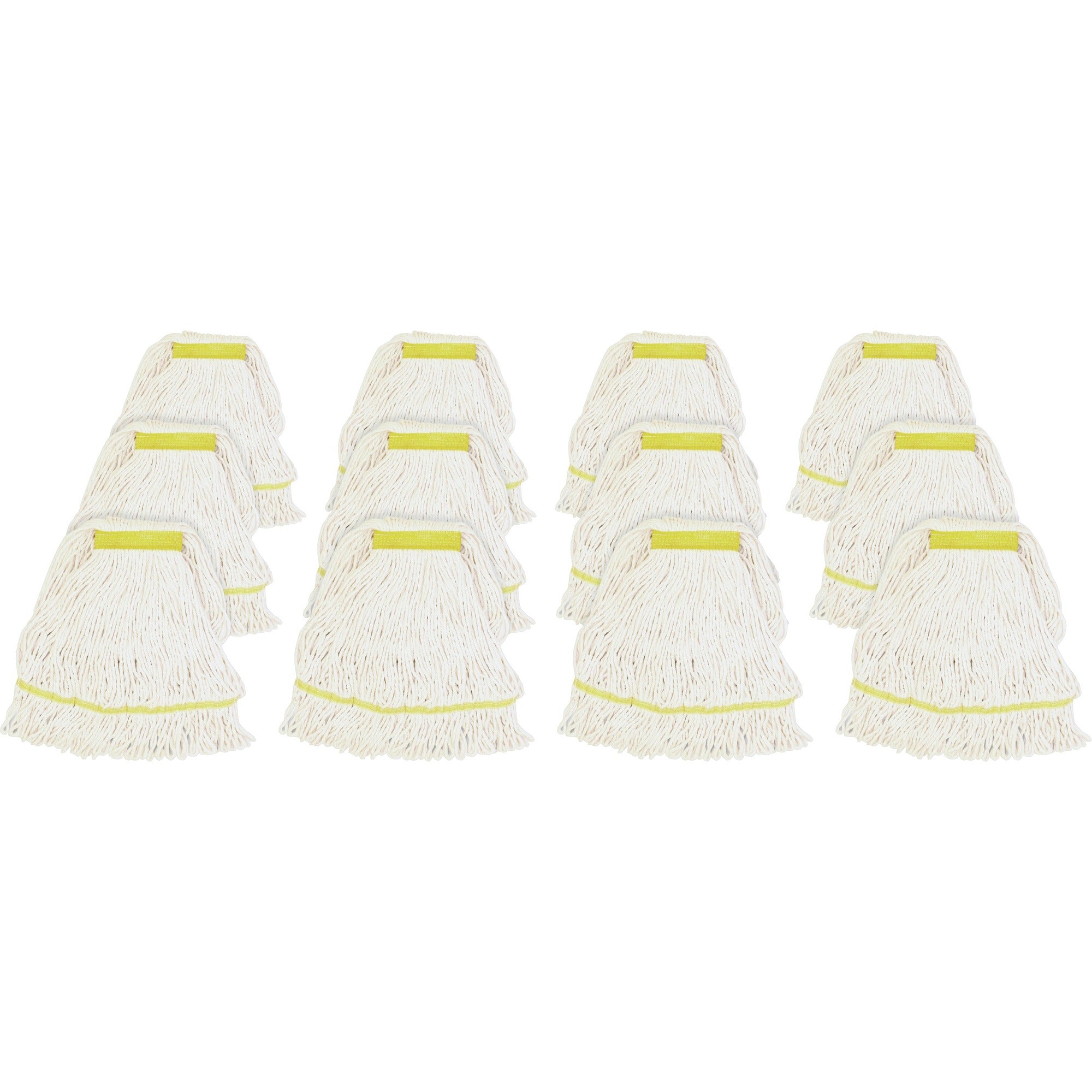 Genuine Joe Narrow Band Small Mophead - Rayon, Cotton - White - 12 / Carton