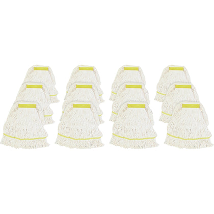 Genuine Joe Small Mophead - Rayon & Cotton Blend - White - 12/Carton - Mops Refills