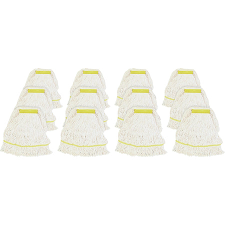 Genuine Joe Narrow Band Small Mophead - Rayon, Cotton - White - 12 / Carton