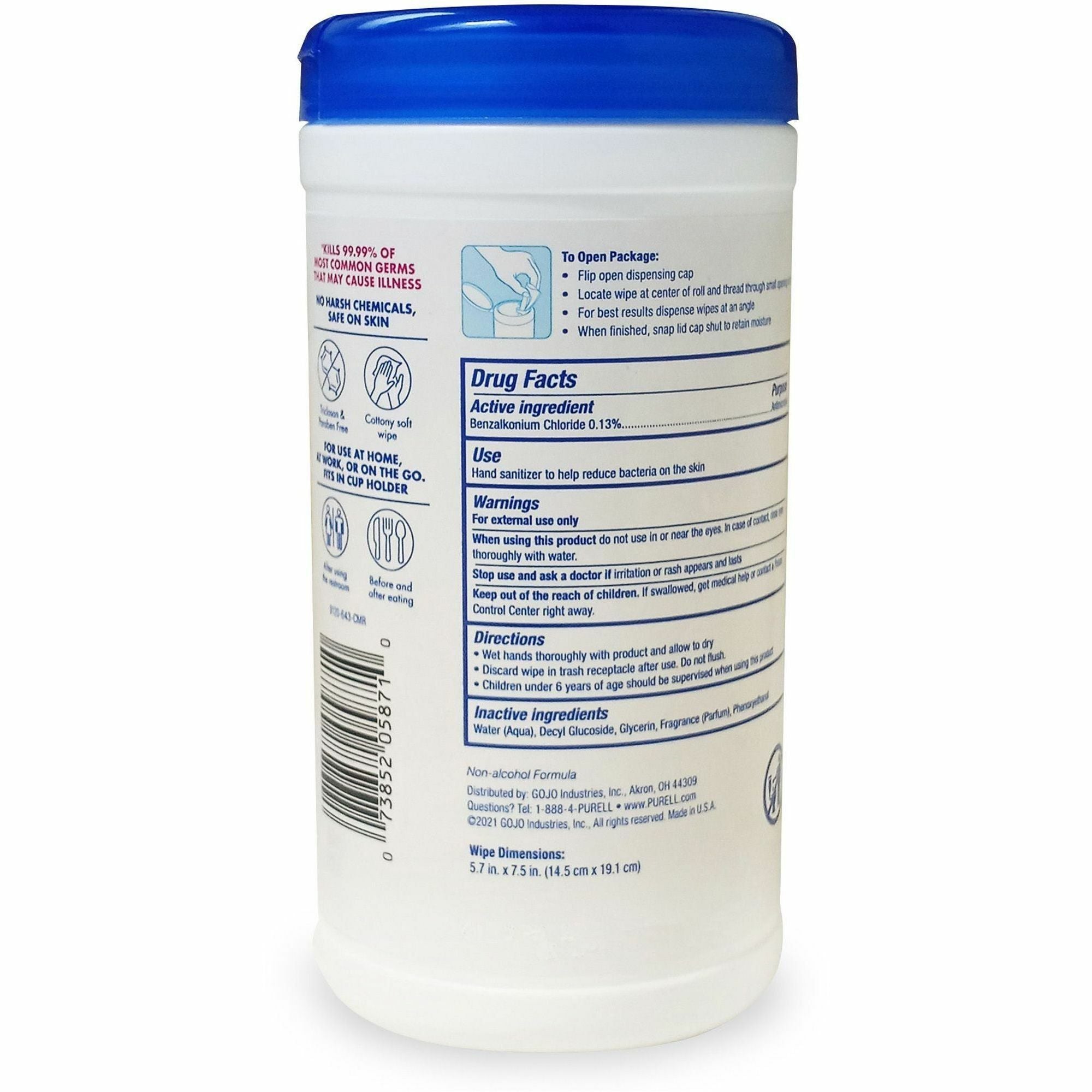 PURELL® Clean Scent Hand Sanitizing Wipes - Clean - White - 40 Per Canister - 1 Each