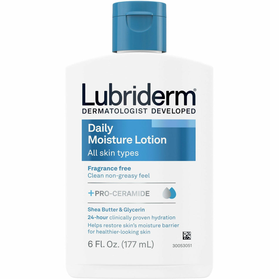 Lubriderm Daily Moisture Skin Lotion - Lotion - 6 fl oz - Non-fragrance - Flip Top Dispenser - For Dry Skin - Applicable on Hand and Body - Fragrance-free, Moisturising, Non-greasy Flip Top Dispenser - 1 Each