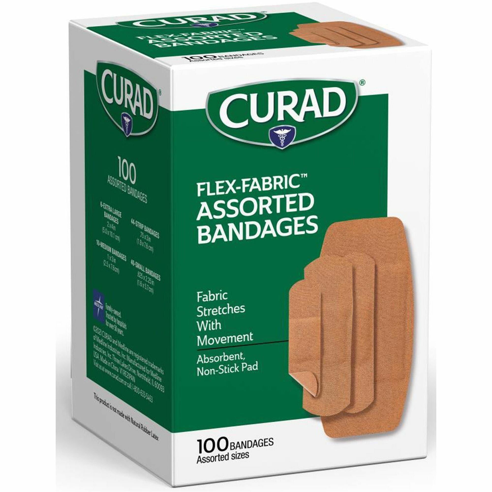 Curad Flex-Fabric Bandages - Tan - Fabric - 100 / Box