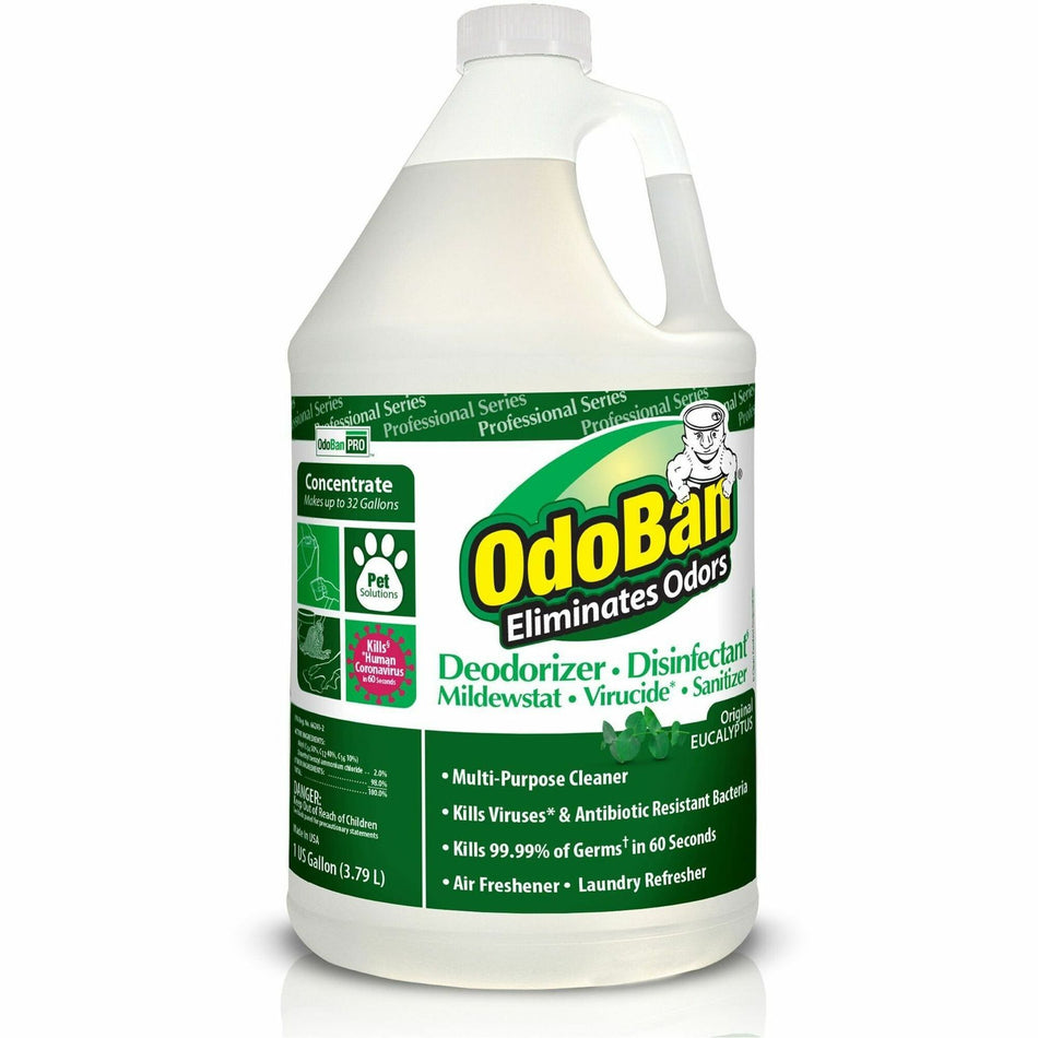 OdoBan Eucalyptus Multi-purpose Deodorizer Disinfectant Concentrate - Concentrate - 128 fl oz (4 quart) - Eucalyptus Scent - Deodorant, Disinfectant, Residue-free, Antibacterial - Green - 1 Each