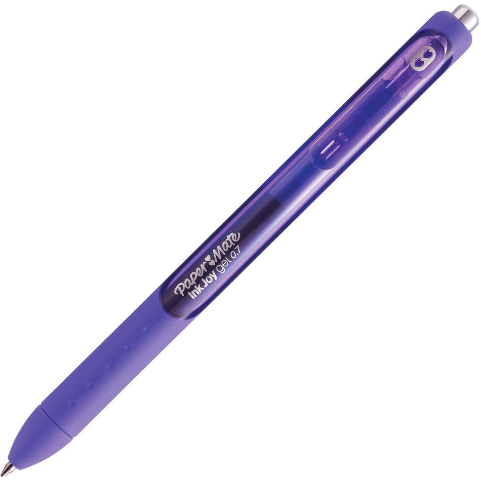 Paper Mate InkJoy Gel Pen - 0.7 mm Pen Point - Retractable - Purple Ink - Purple Barrel - 1 Dozen