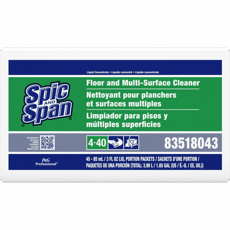 Spic and Span Floor Cleaner - Concentrate - 3 fl oz (0.1 quart) - Non-corrosive, Slip Resistant - Green, Translucent - 45 / Carton