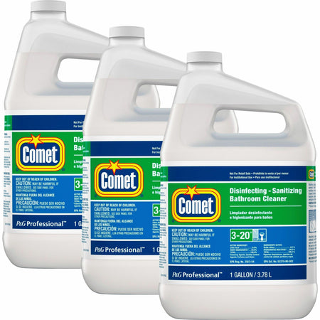 Comet Disinfecting Bathroom Cleaner - 128 fl oz (4 quart) - Non-abrasive, Disinfectant, Pleasant Scent - White - 3 / Carton