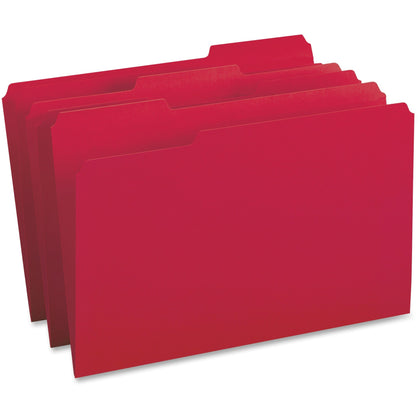 Business Source Legal Recycled File Folders - 8 1/2’’ x 14’’ - Top Tab - Assorted Position - Red - 100/Box