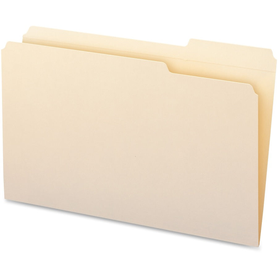 Business Source 1/3 Tab Cut Legal Recycled Top Tab File Folder - 8 1/2" x 14" - 3/4" Expansion - 11 pt. - Manila - 10% Recycled - 100 / Box