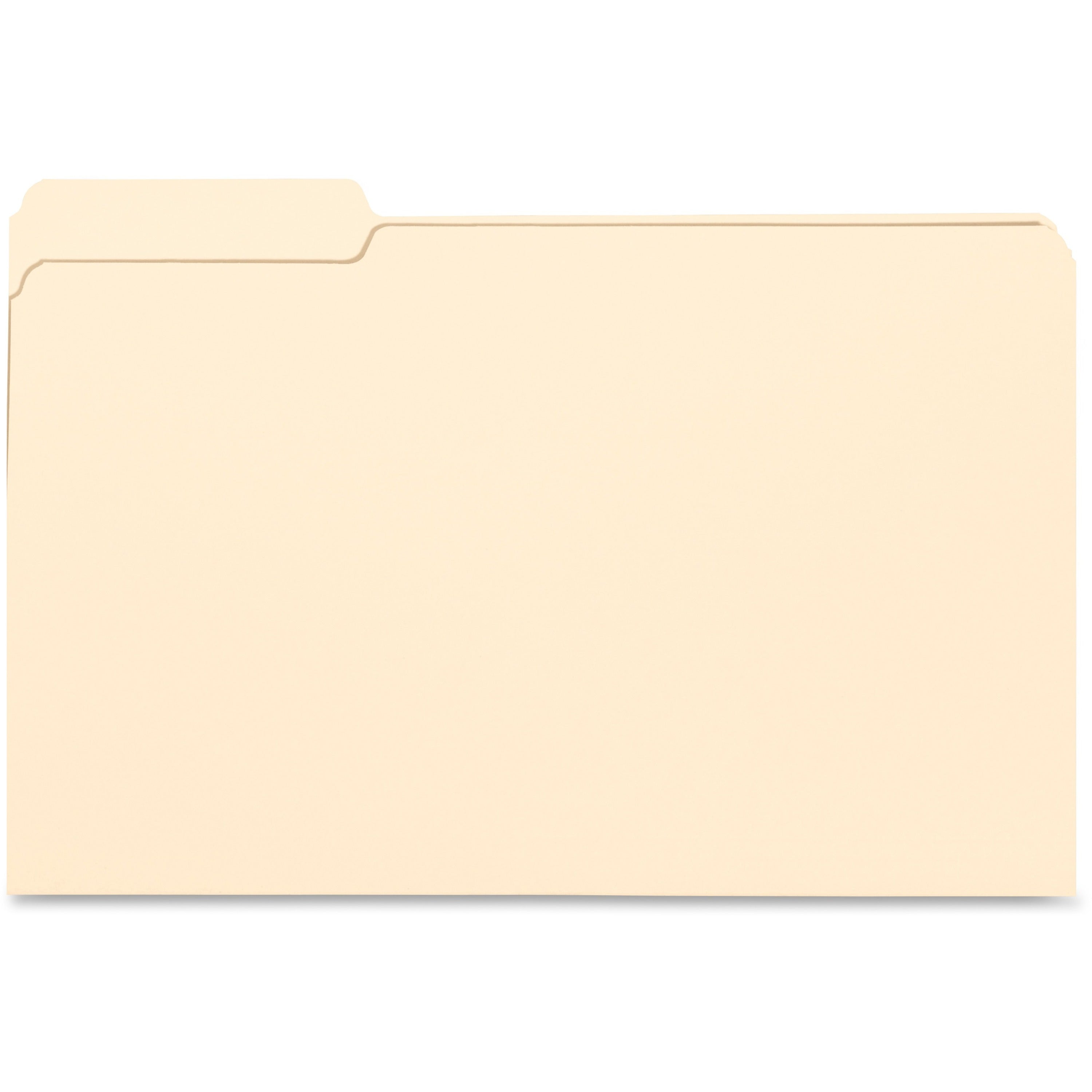 Business Source 1/3 Tab Cut Legal Recycled Top Tab File Folder - 8 1/2" x 14" - 3/4" Expansion - 11 pt. - Manila - 10% Recycled - 100 / Box