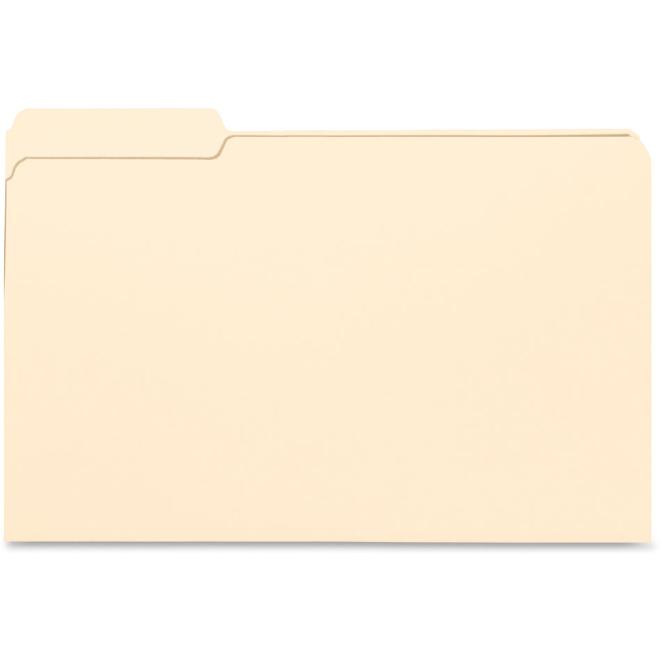 Business Source 1/3 Tab Cut Legal Recycled Top Tab File Folder - 8 1/2" x 14" - 3/4" Expansion - 11 pt. - Manila - 10% Recycled - 100 / Box