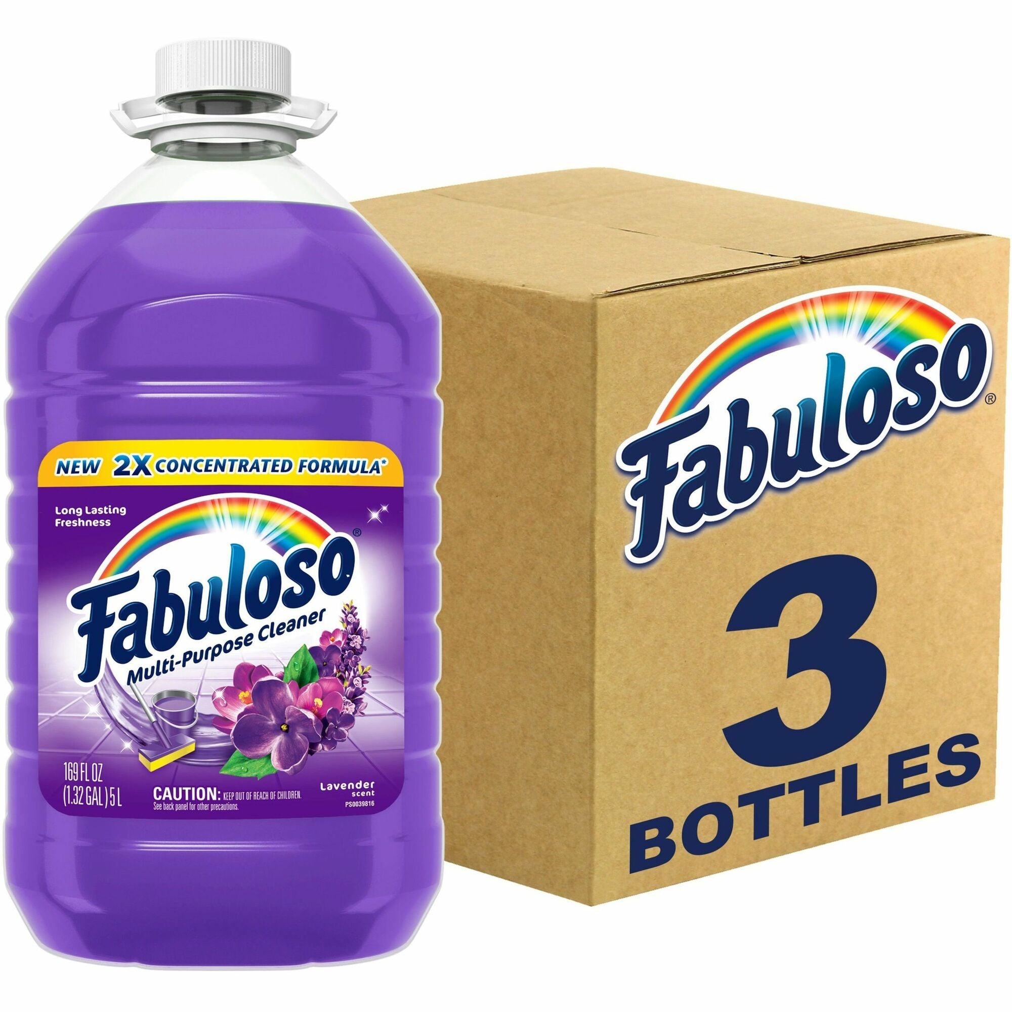 Fabuloso All Purpose Cleaner - For Multipurpose - 169 fl oz (5.3 quart) - Fresh, Lavender Scent - Recommended For: Grease Remover, Soil Remover - Residue-free, pH Neutral, Child Safety Cap - Purple Bottle - 3 / Carton