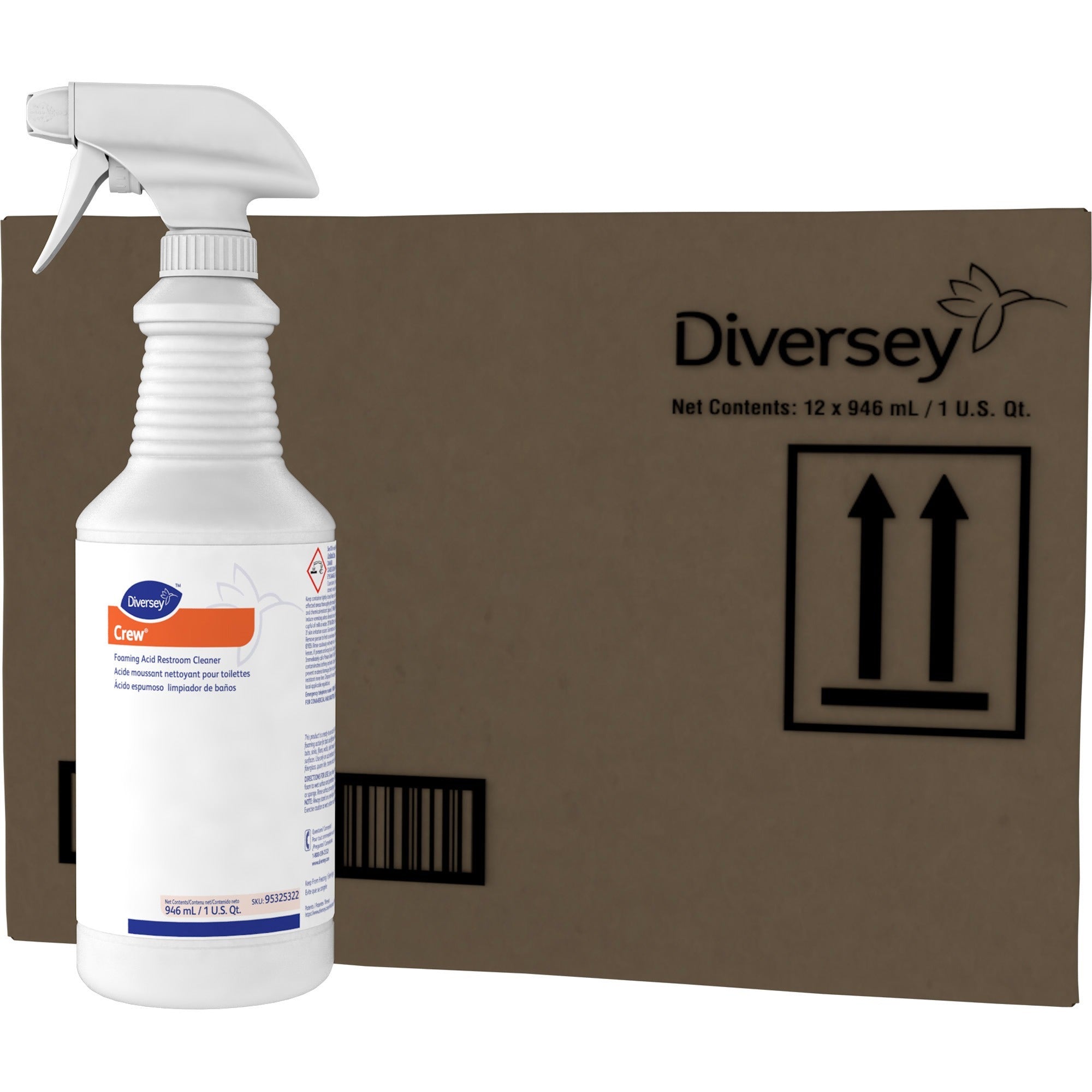 Diversey Foaming Acid Restroom Cleaner - Ready-To-Use - 32 fl oz (1 quart) - Fresh Scent - Strong - Red - 12 / Carton