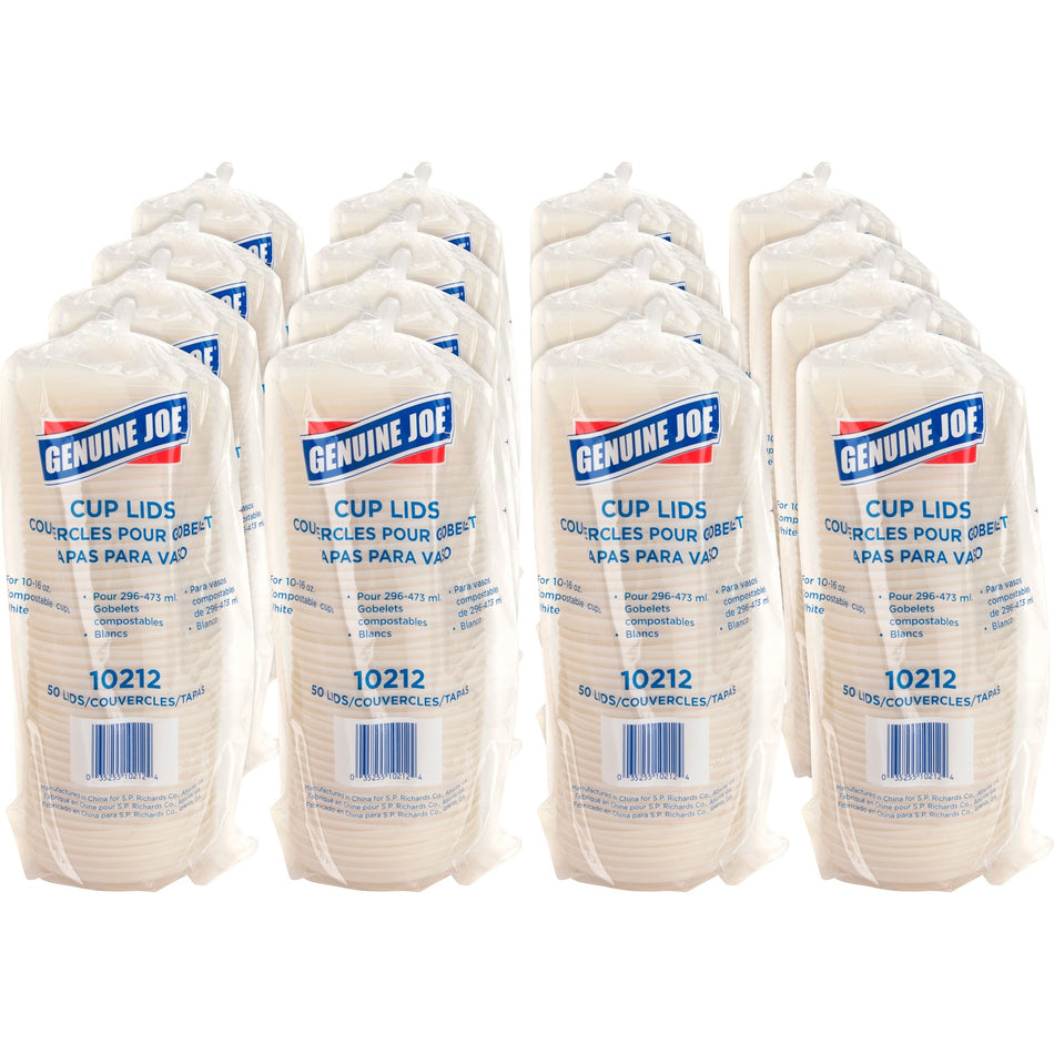 Genuine Joe Vented Hot Cup Lid - Polystyrene - White - 50/Pack - 20 / Carton