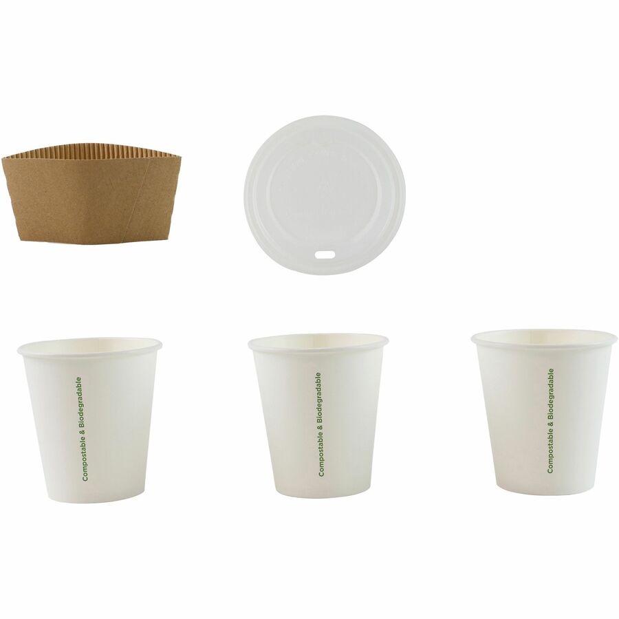 Genuine Joe 10 oz Eco-friendly Paper Cups - 50 / Pack - 10 fl oz - 20 / Carton - White - Paper - Coffee, Tea, Hot Chocolate