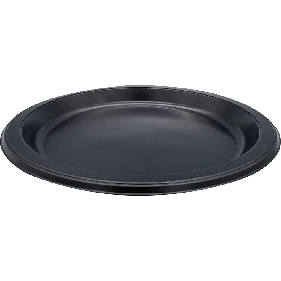 Genuine Joe 9" Round Plastic Plates - Serving - Disposable - 9" Diameter - Black - Plastic Body - 125/Pack - 4 / Carton