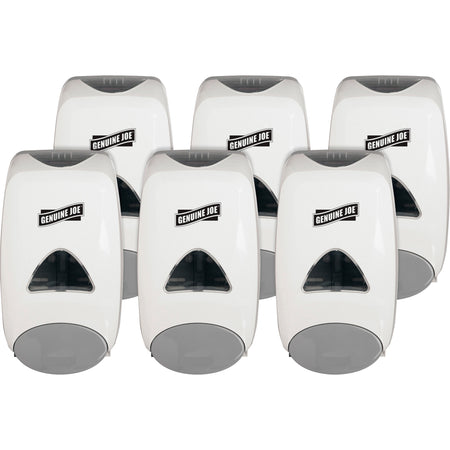Genuine Joe Foam Soap Dispenser: 1250ml Capacity Manual Refillable - White - Skin Care Dispensers & Refills