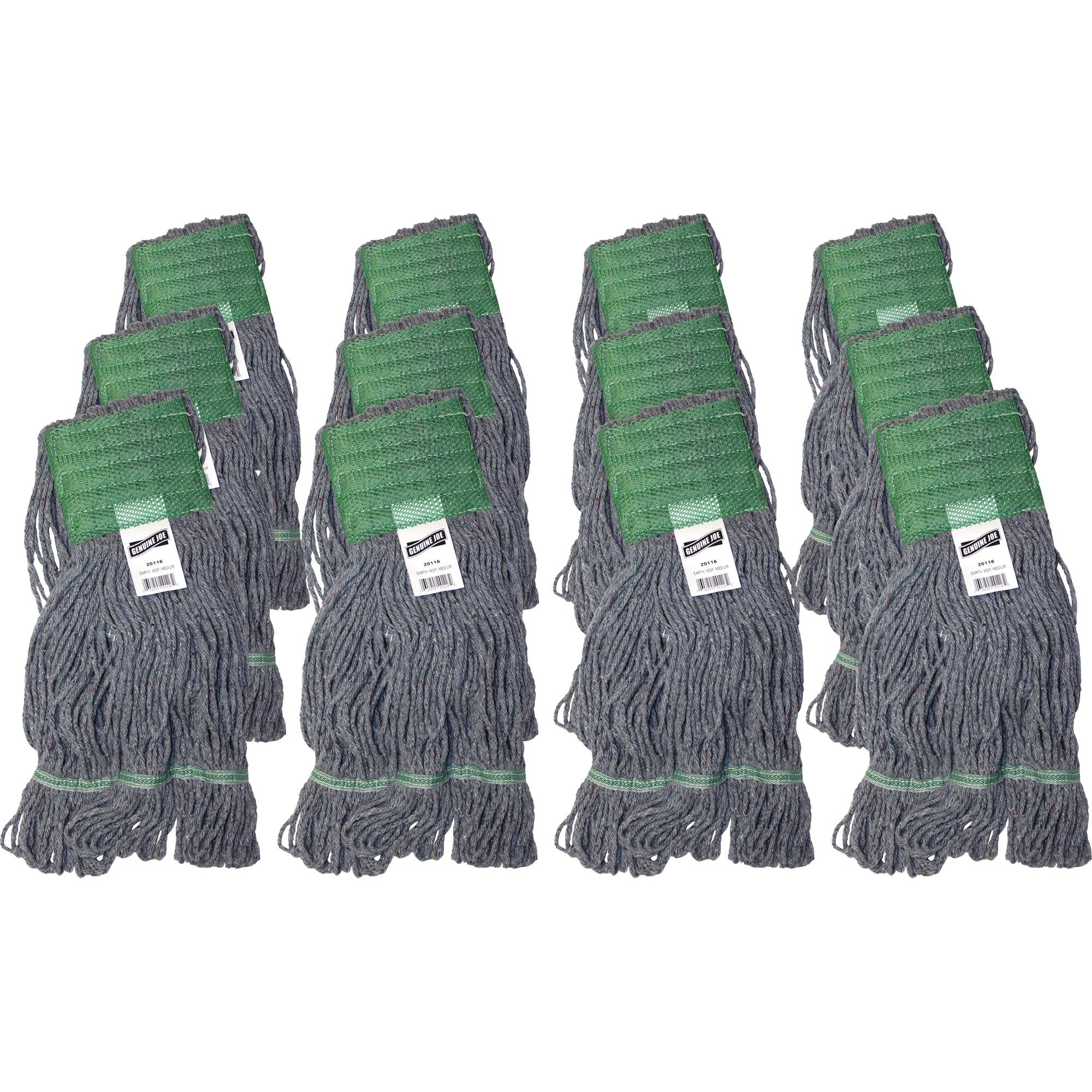 Genuine Joe 5" Headband Earth Mop Refill - Polyester Fiber - 12 / Carton