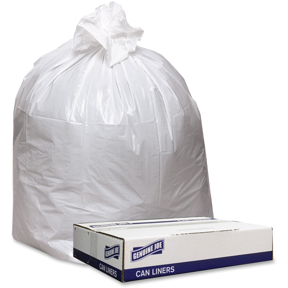 Genuine Joe Low Density White Can Liners - 33 gal Capacity - 39" Length x 33" Width x 0.90 mil (23 Micron) Thickness - Low Density - White - Industrial Trash - Recycled - 100 / Carton
