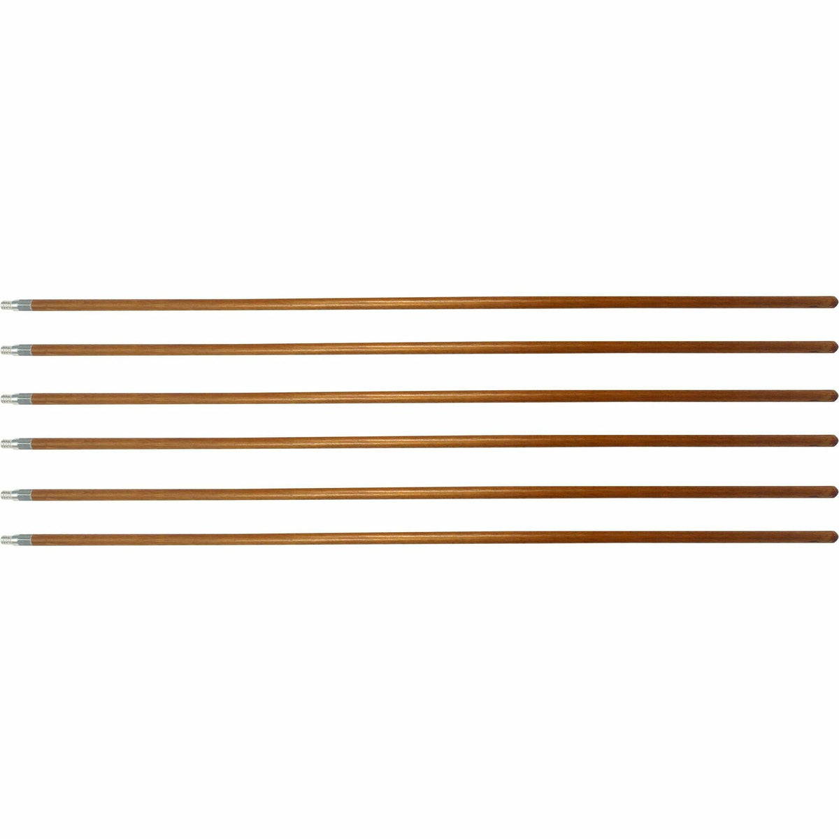 Genuine Joe Wood Handle with Threaded Metal Tip - Natural - Metal, Wood - 6 / Carton