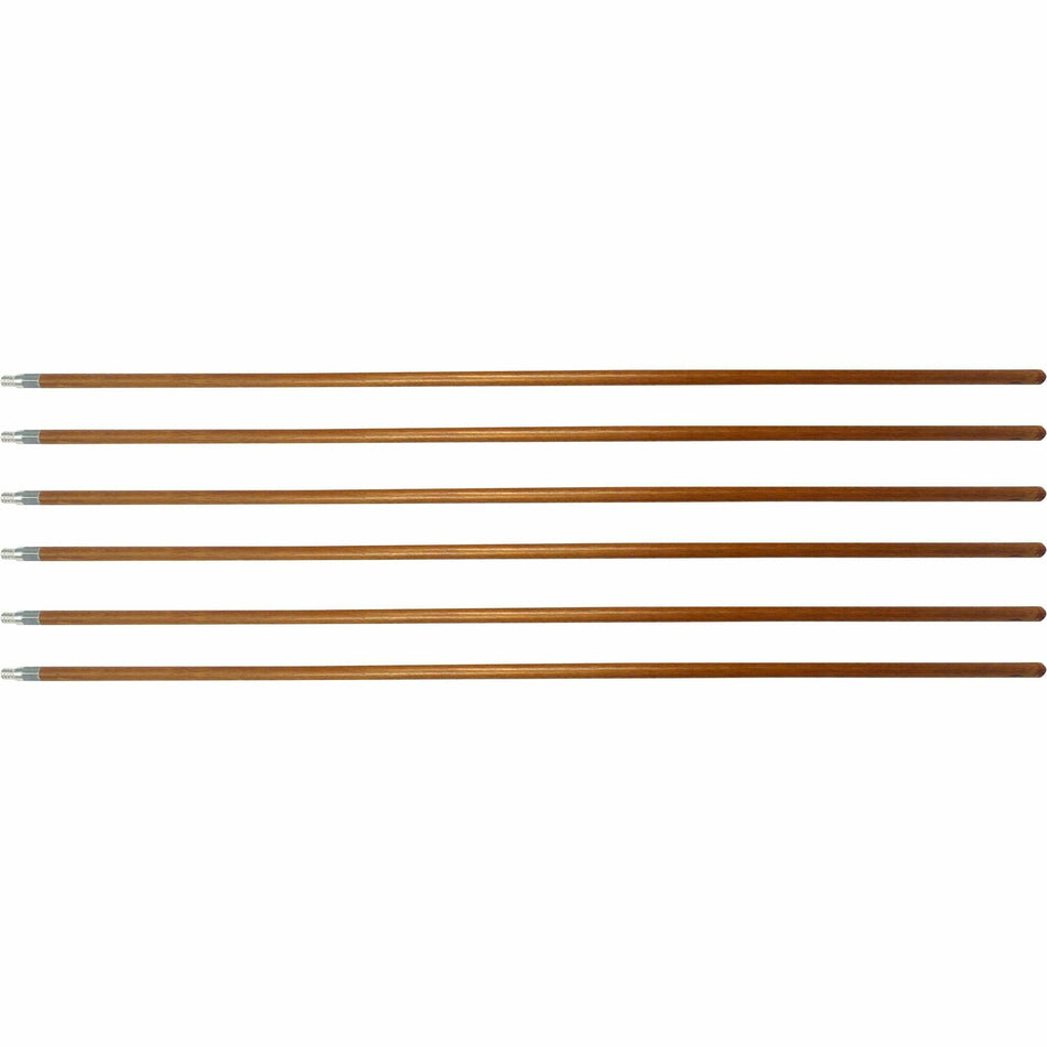 Genuine Joe Wood Handle with Threaded Metal Tip - Natural - Metal, Wood - 6 / Carton
