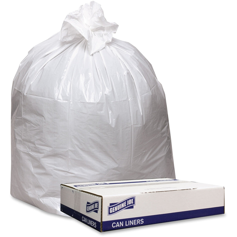 Genuine Joe Low Density White Can Liners - 45 gal Capacity - 46" Length x 40" Width x 0.90 mil (23 Micron) Thickness - Low Density - White - Industrial Trash - Recycled - 100 / Carton