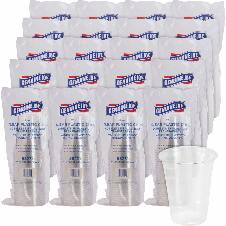 Genuine Joe 12 oz Clear Plastic Cups - 12 fl oz - Clear - Plastic - Cold Drink, Beverage - 25/Pack - 20 / Carton