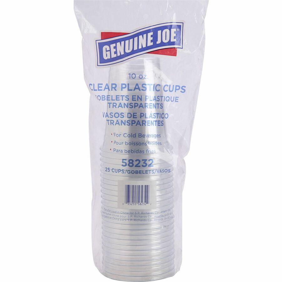 Genuine Joe 10 oz Clear Plastic Cups - 10 fl oz - Clear - Plastic - Cold Drink, Beverage - 25/Pack - 20 / Carton