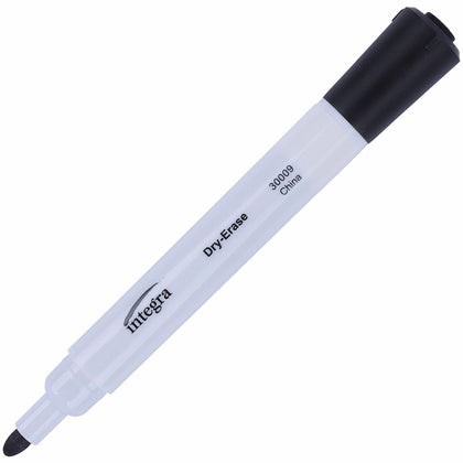 Integra Dry-Erase Markers - Bullet Tip Black Ink - Pack of 12 - &