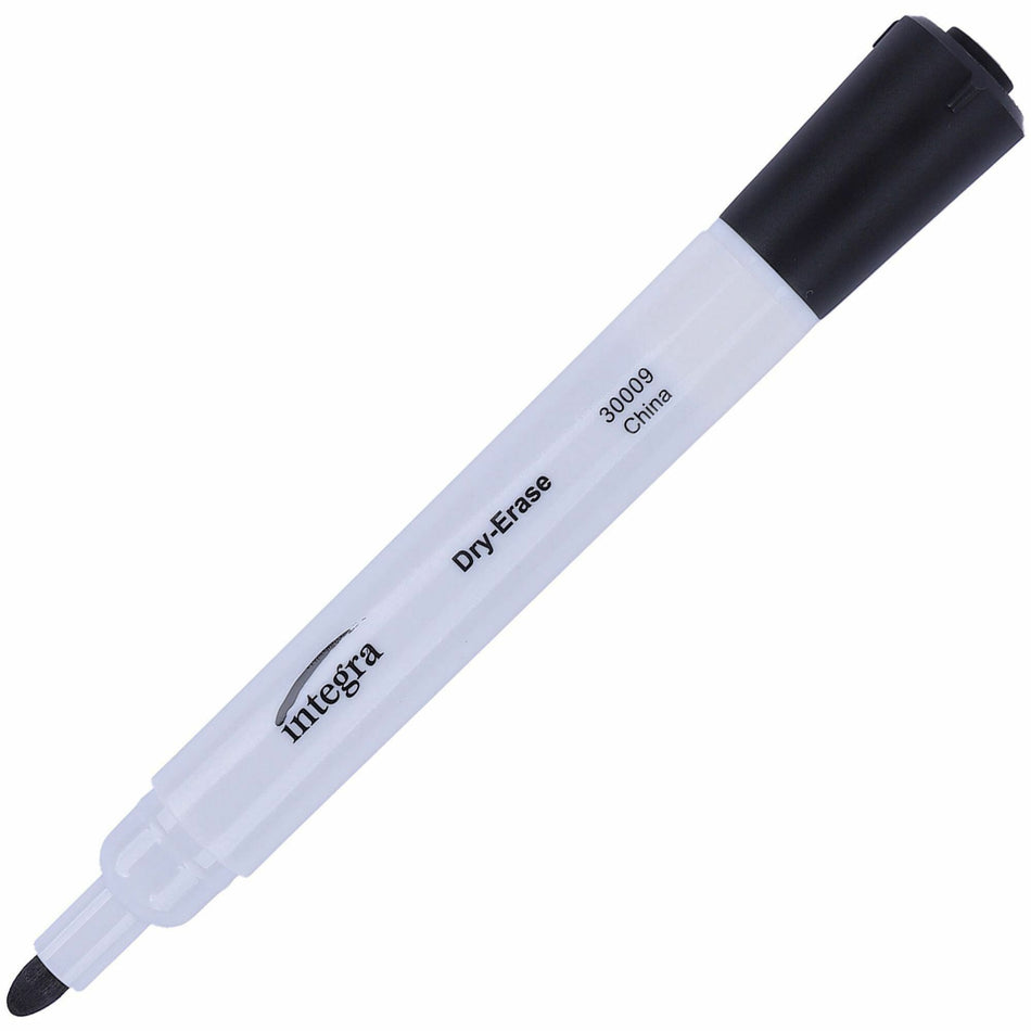 Integra Bullet Tip Dry-Erase Markers - Bullet Marker Point - Erasable - Black Ink - 1 Dozen