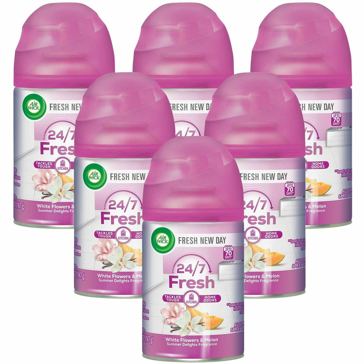 Air Wick Freshmatic Life Scents Refill - Spray - 5.9 fl oz (0.2 quart) - Summer Delights - 60 Day - Wall Mountable, Long Lasting - 6 / Carton