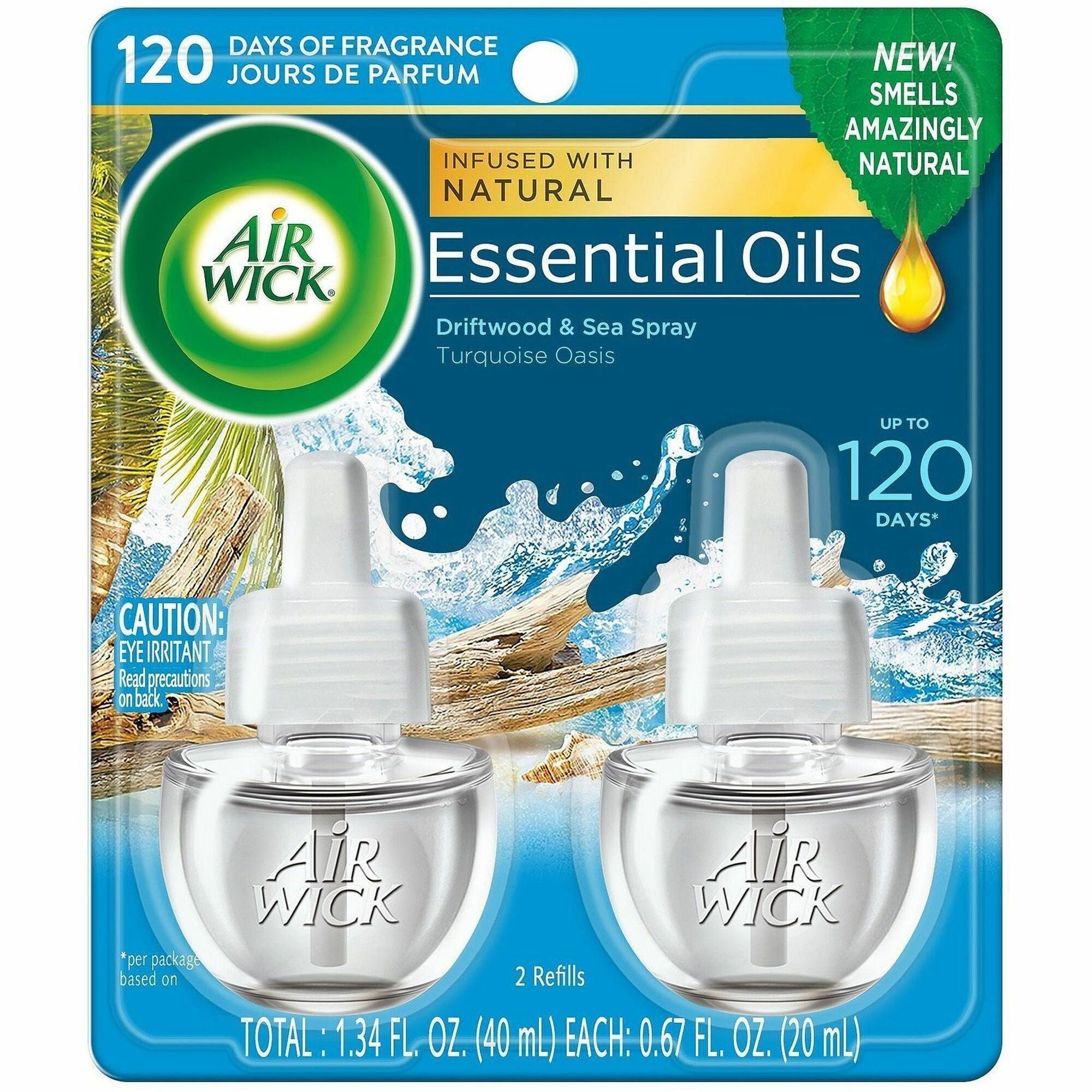Air Wick Scented Oil Warmer Refill - Oil - 0.7 fl oz (0 quart) - Turquoise Oasis - 60 Day - Long Lasting - 2/Pack - 6 / Carton