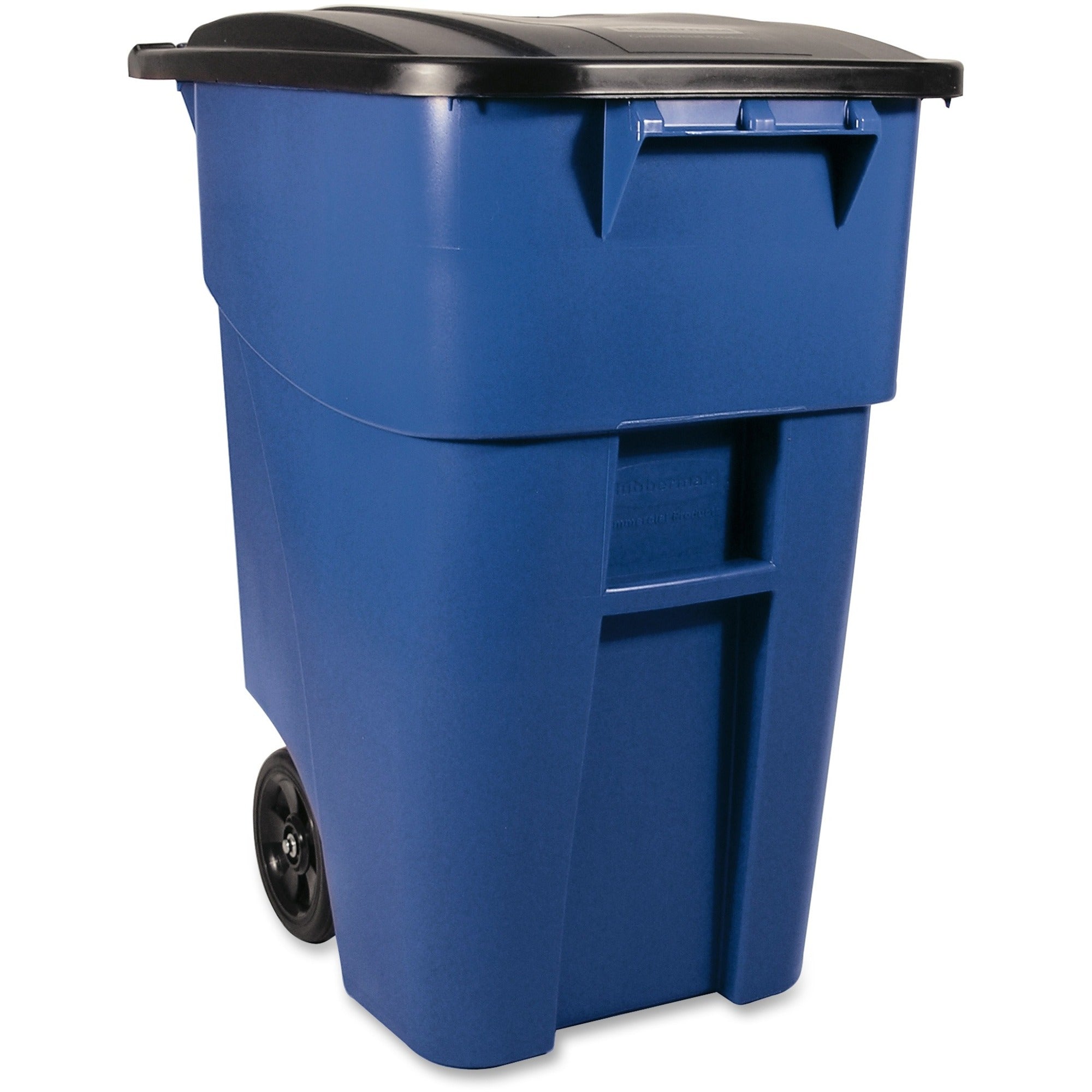 Rubbermaid Commercial Brute Rollout Container: 50 gal - Heavy Duty Mobility Locked Lid - Waste Containers & Lids