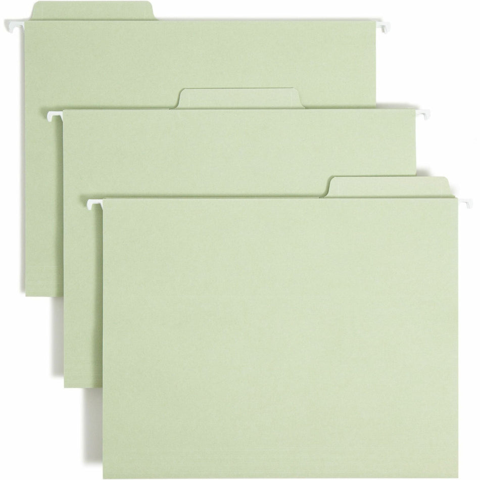 Smead FasTab 1/3 Tab Cut Letter Recycled Fastener Folder - 8 1/2" x 11" - 2 Fastener(s) - Top Tab Location - Assorted Tab Position - 11 pt. - Moss - 10% Recycled - 18 / Box