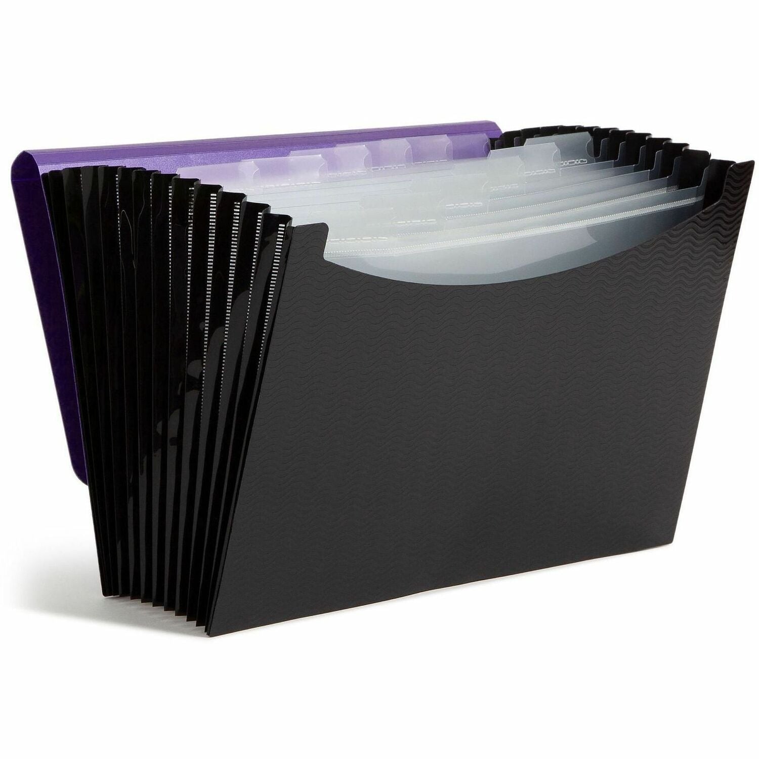 Smead Letter Expanding File - 8 1/2" x 11" - 12 Pocket(s) - Purple, Black - 1 Each