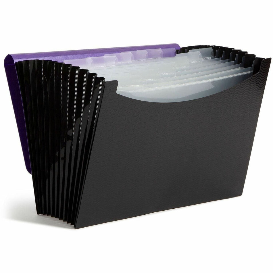 Smead Letter Expanding File - 8 1/2" x 11" - 12 Pocket(s) - Purple, Black - 1 Each