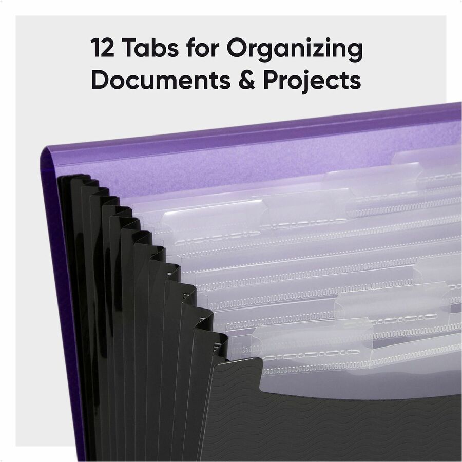 Smead Letter Expanding File - 8 1/2" x 11" - 12 Pocket(s) - Purple, Black - 1 Each