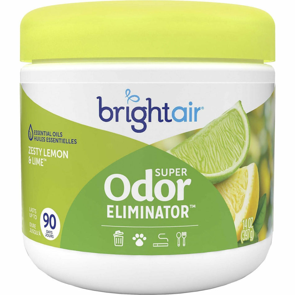Bright Air Zesty Lemon Super Odor Eliminator - 14 fl oz (0.4 quart) - Lemon, Zesty Lemon - 60 Day - Odor Neutralizer, Long Lasting - 1 Each