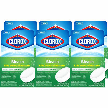 Clorox Ultra Clean Toilet Tablets Bleach - 3.50 oz (0.22 lb) - Deodorize - White - 2/Pack - 6 / Carton
