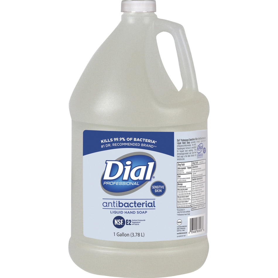 Dial Sensitive Skin Antibacterial Liquid Hand Soap Refill - 1 gal - Kill Germs - Skin, Hand - Clear - 1 Each