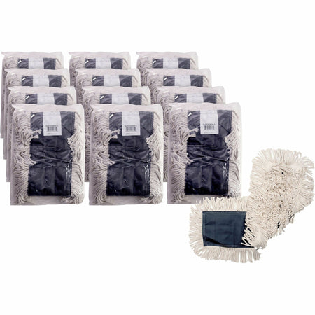 Genuine Joe Disposable Dust Mop Refill - 5" Width x 36" Length - Disposable, 4-ply, Looped Ends, Quick Drying, Fray Resistant, Absorbent, Durable, 4-ply Yarn - Synthetic, Cotton - Natural - 12 / Carton