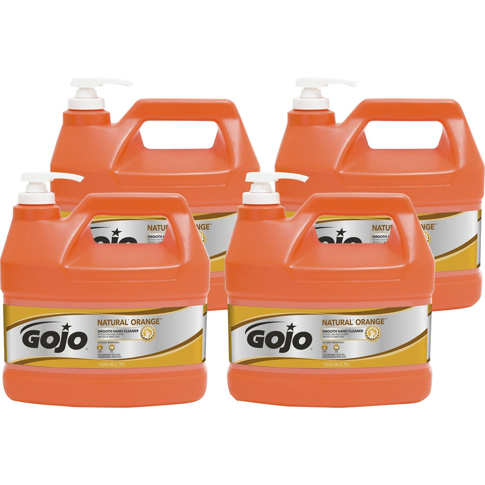 Gojo® Natural Orange Smooth Hand Cleaner - Citrus Scent - 1 gal - Pump Bottle Dispenser - Soil Remover, Dirt Remover, Grease Remover - Hand - Orange - 4 / Carton