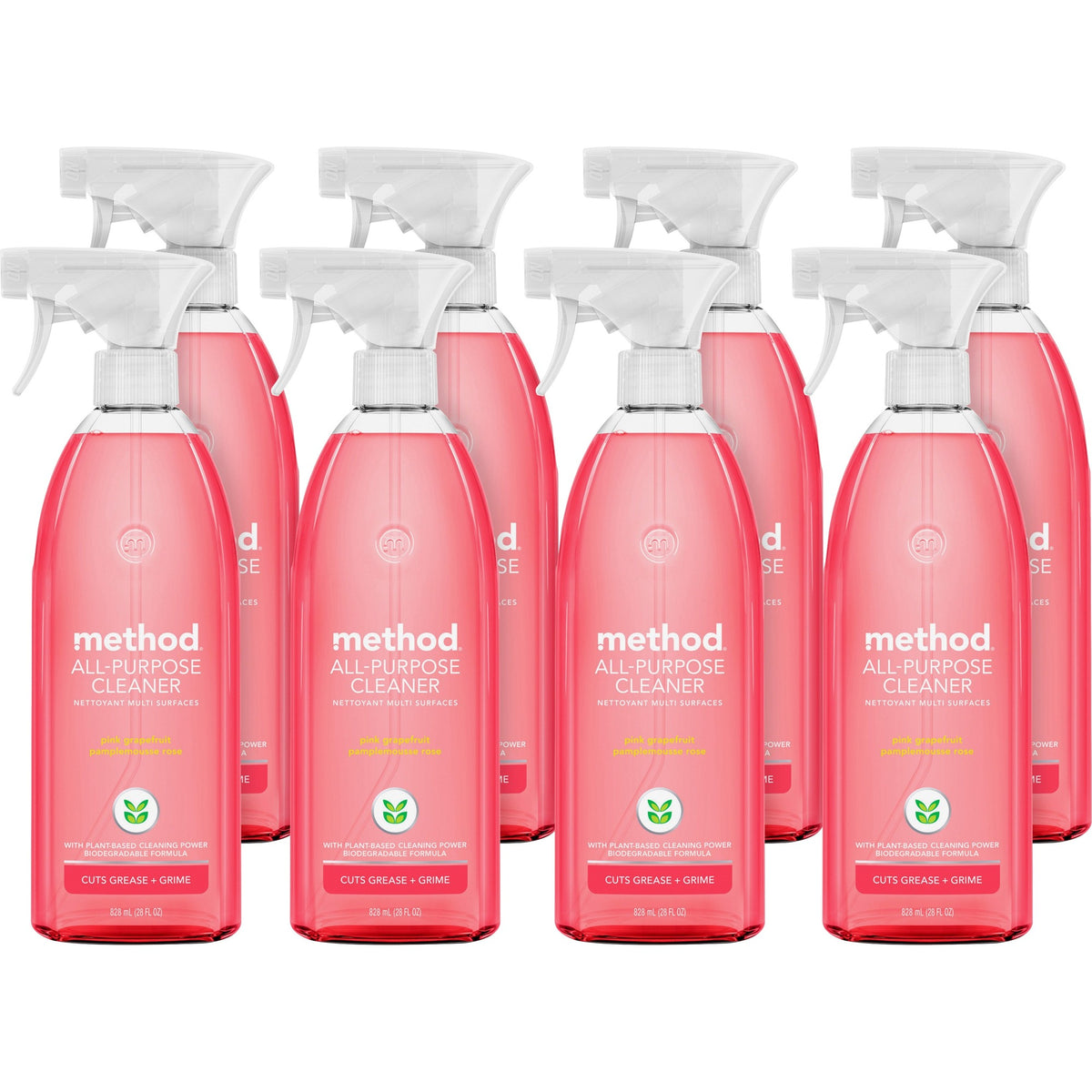 Method All-Purpose Cleaner: Pink Grapefruit Scent Non-toxic - 28 fl oz - 8/Carton - Multipurpose Cleaners
