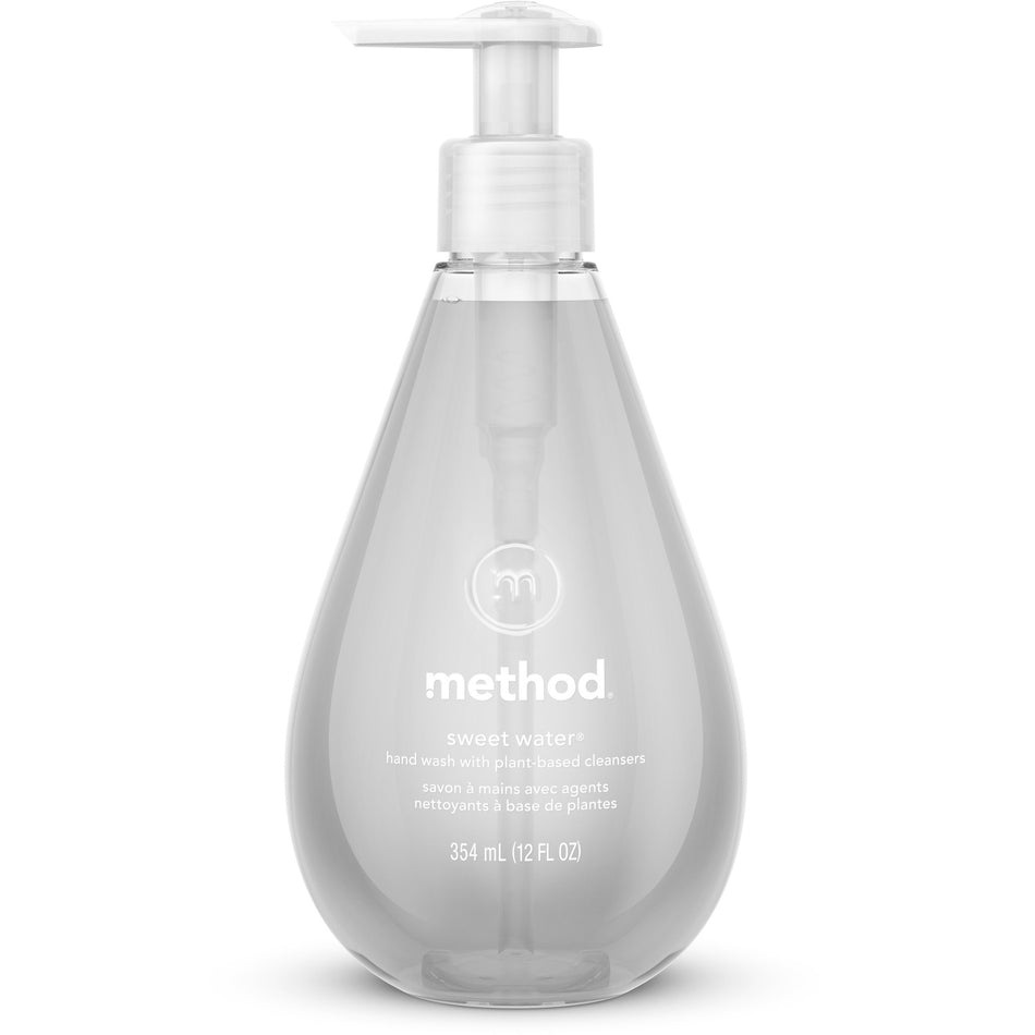 Method Gel Hand Soap - Sweet Water Scent - 12 fl oz - Pump Bottle Dispenser - Bacteria Remover - Hand - Moisturizing - Antibacterial - Clear - Non-toxic, Triclosan-free, pH Balanced, Anti-irritant - 6 / Carton