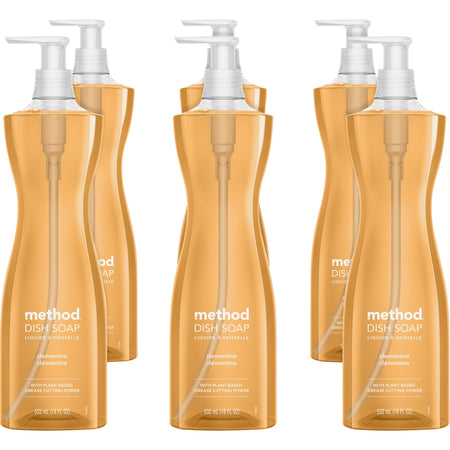 Method Dish Soap - For Dish, Sink - 18 fl oz (0.6 quart) - Clementine Scent - Recommended For: Grease Remover - Non-toxic - Orange - 6 / Carton