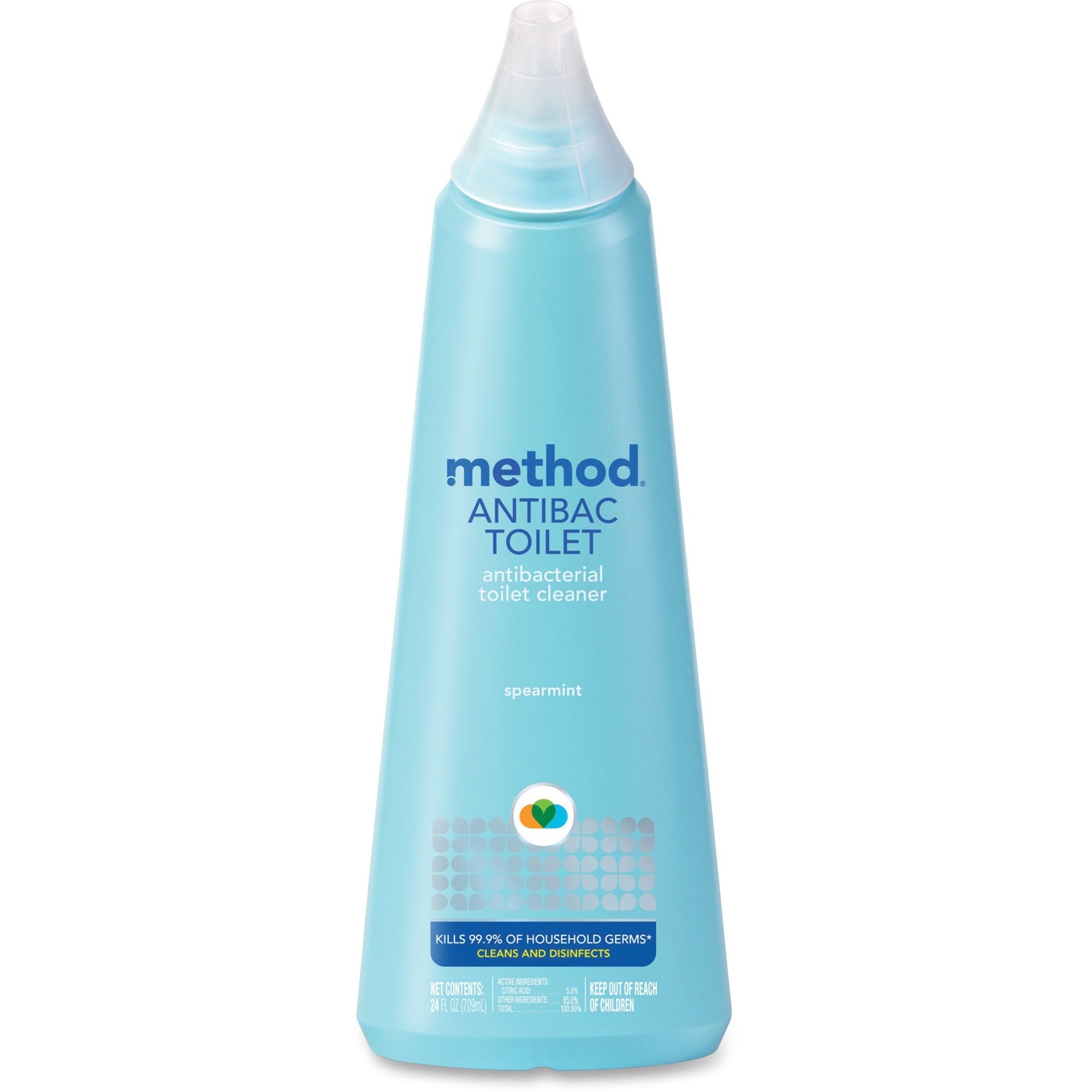 Method Antibacterial Toilet Cleaner - 24 fl oz (0.8 quart) - Spearmint Scent - Non-toxic, Anti-bacterial, Triclosan-free, Pleasant Scent - Blue - 1 Each