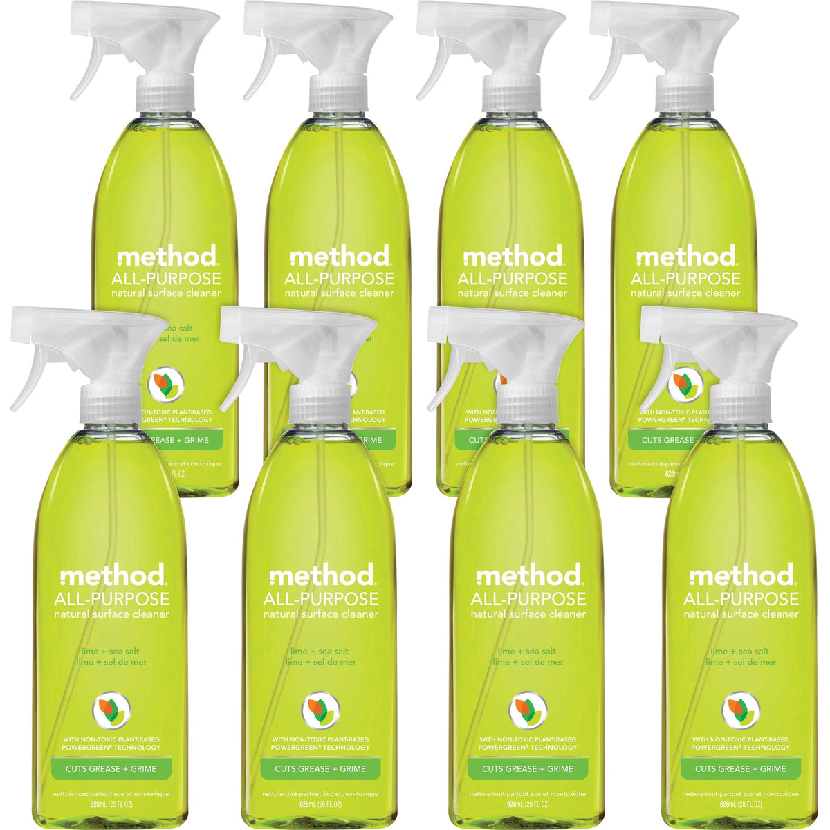 Method All-Purpose Cleaner - 28 fl oz (0.9 quart) - Lime + Seasalt Scent - Non-toxic, Triclosan-free - Lime - 8 / Carton