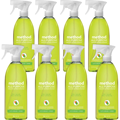 Method All-Purpose Cleaner - 28 fl oz (0.9 quart) - Lime + Seasalt Scent - Non-toxic, Triclosan-free - Lime - 8 / Carton